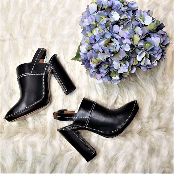 NIB CHLOE Blk Leather Platform Slingback Mule 8.5M - Picture 6 of 11